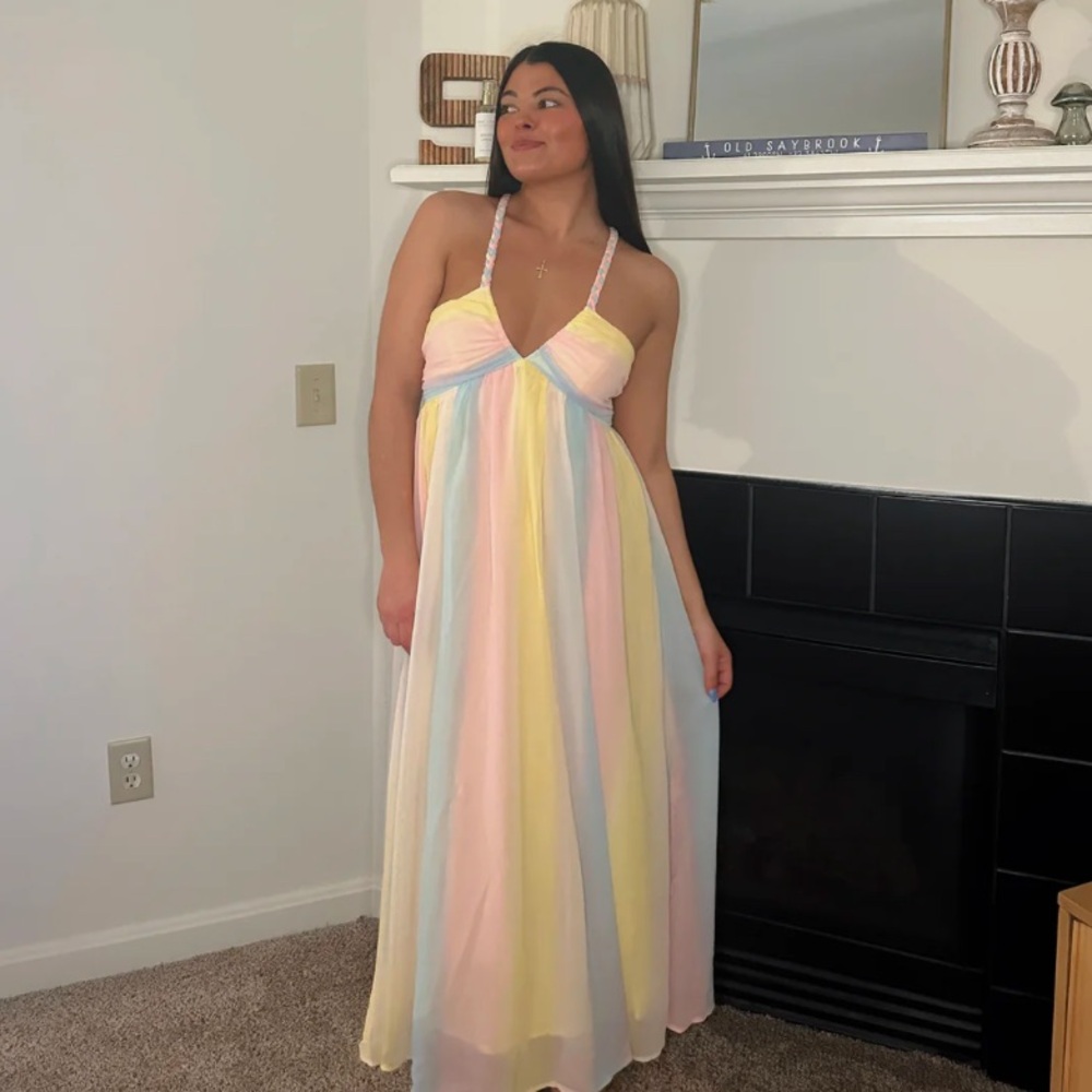 Pastel Rainbow Maxi Dress